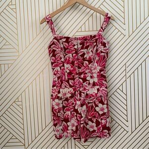 Belle Vere Linen blend floral Romper boho bohemian festival Anthropologie pink 6